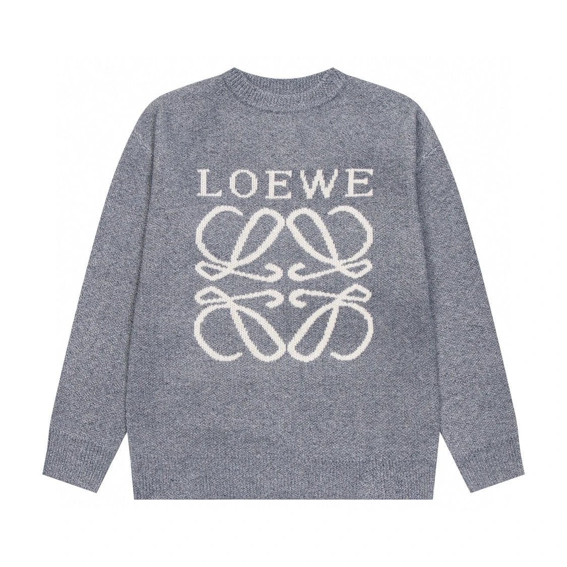 LOEWE Anagram Logo-Intarsia Knitted Sweater Grey