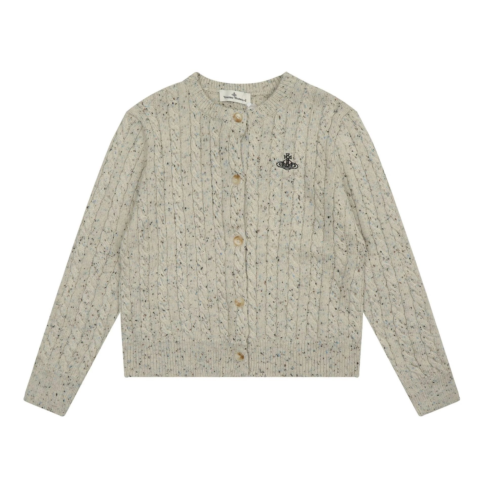 Vivienne Westwood Orb Cable Knit Cardigan Light Blue