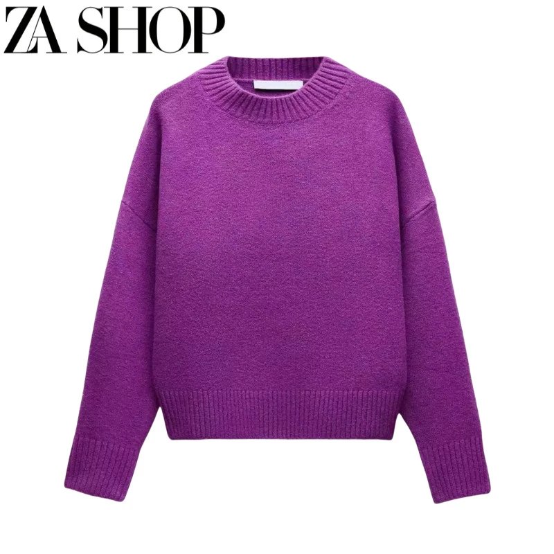 Zara Plain Cashmere Wool Jumper Aubergine