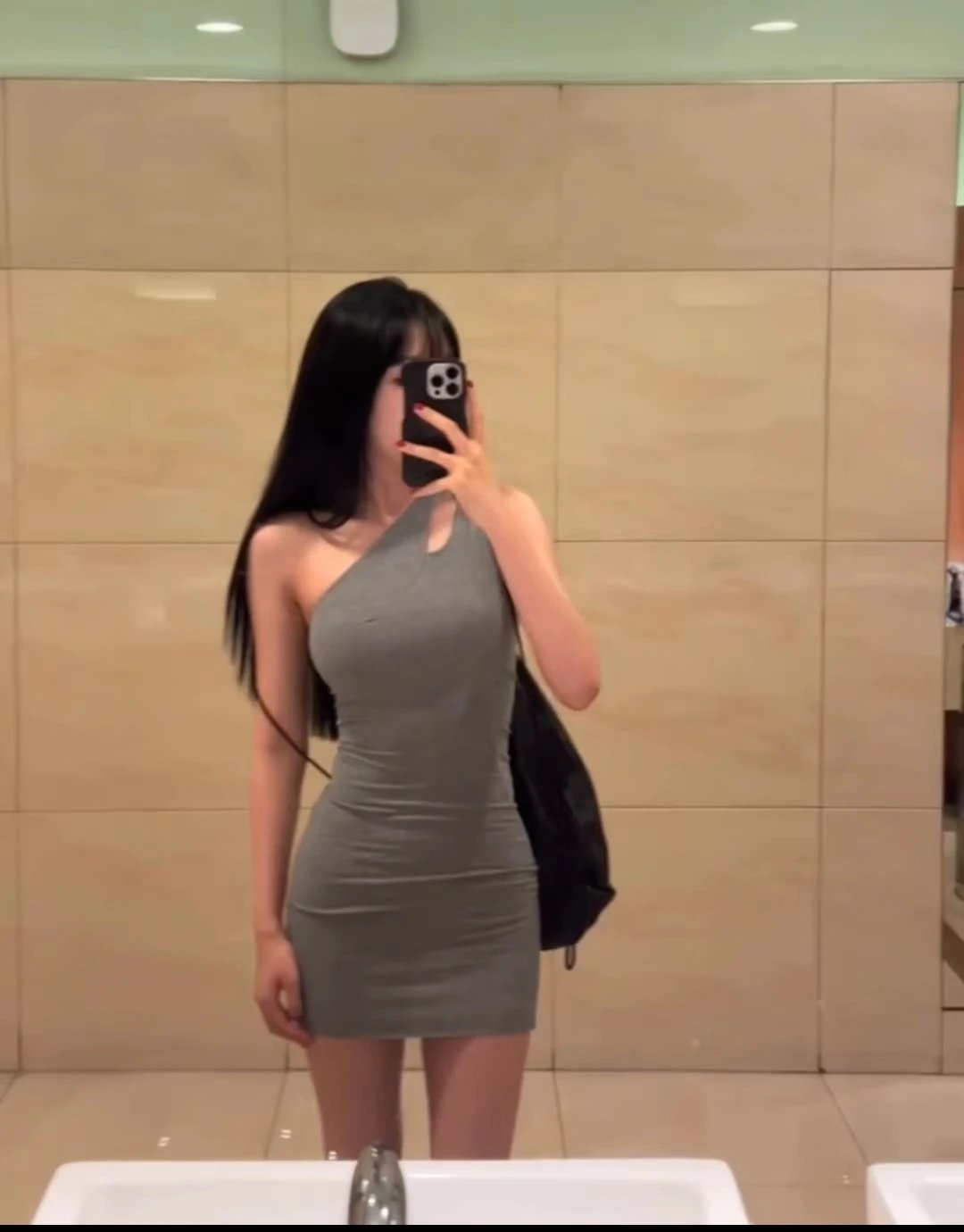 SKIMS Soft Lounge Cut Out One Shoulder Mini Dress Heather Grey