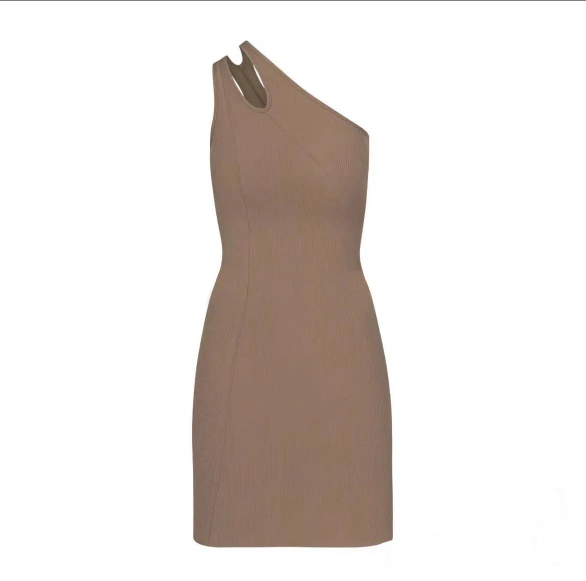 SKIMS Soft Lounge Cut Out One Shoulder Mini Dress Heather Grey