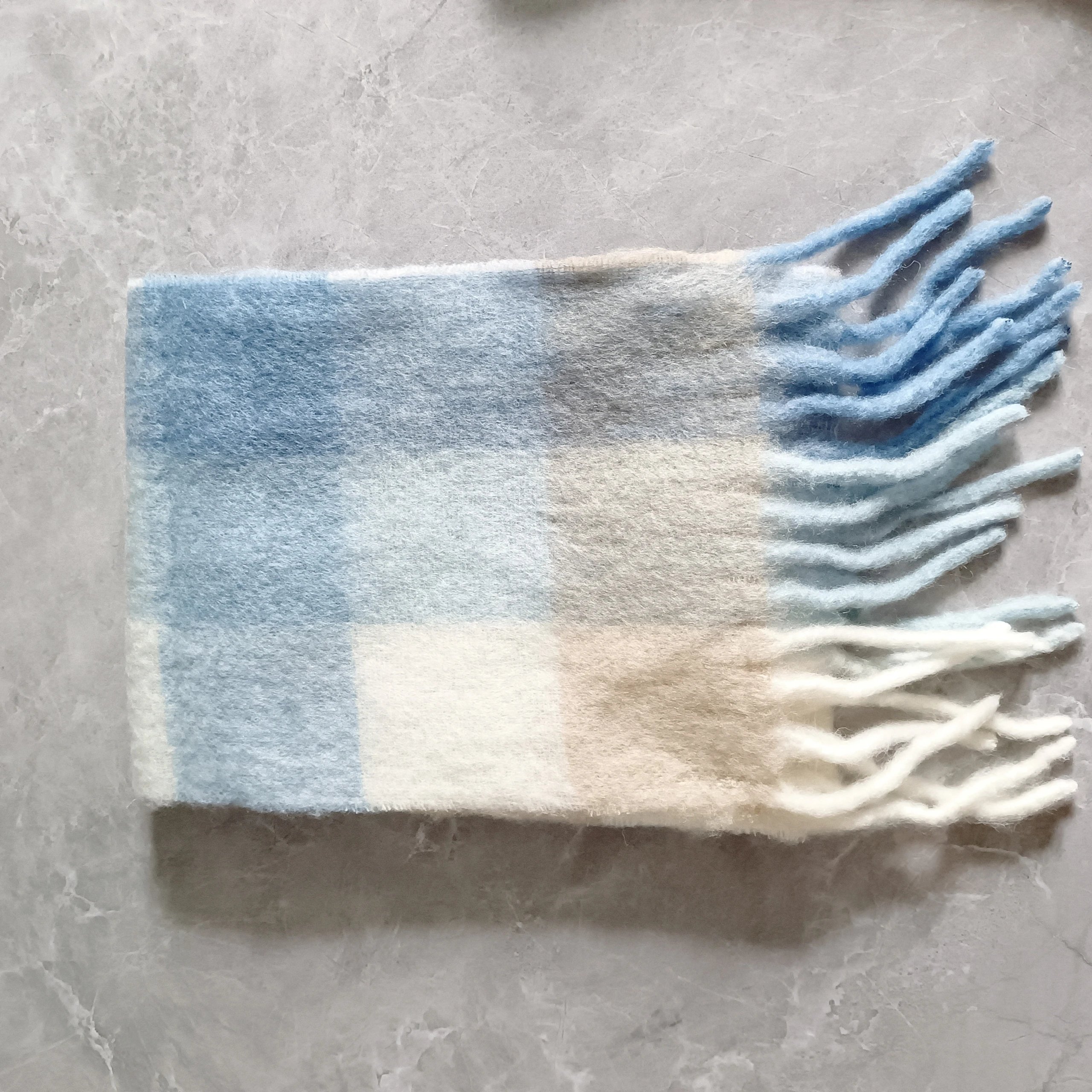 Acne Studios Checked Wool Mohair Scarf Beige / Yellow