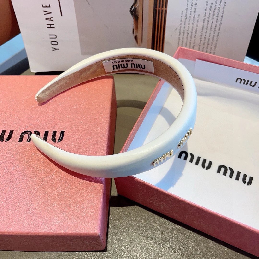 Miu Miu Logo Tweed Headband White