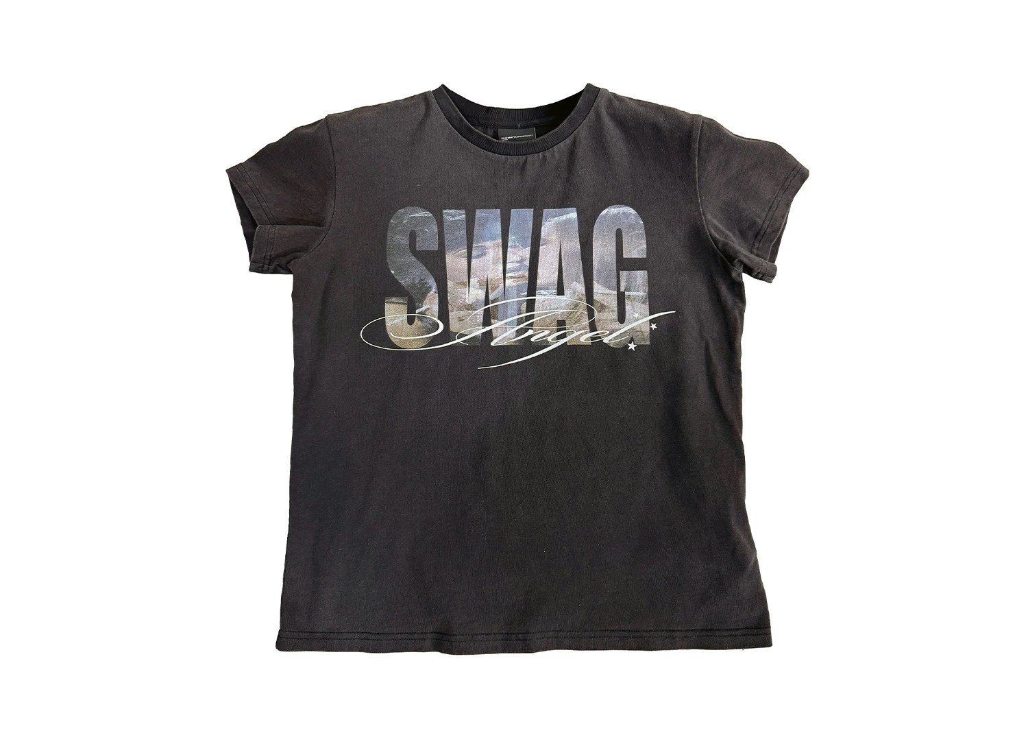 no E mosen SWAG Angel Graphic T-Shirt Washed Black