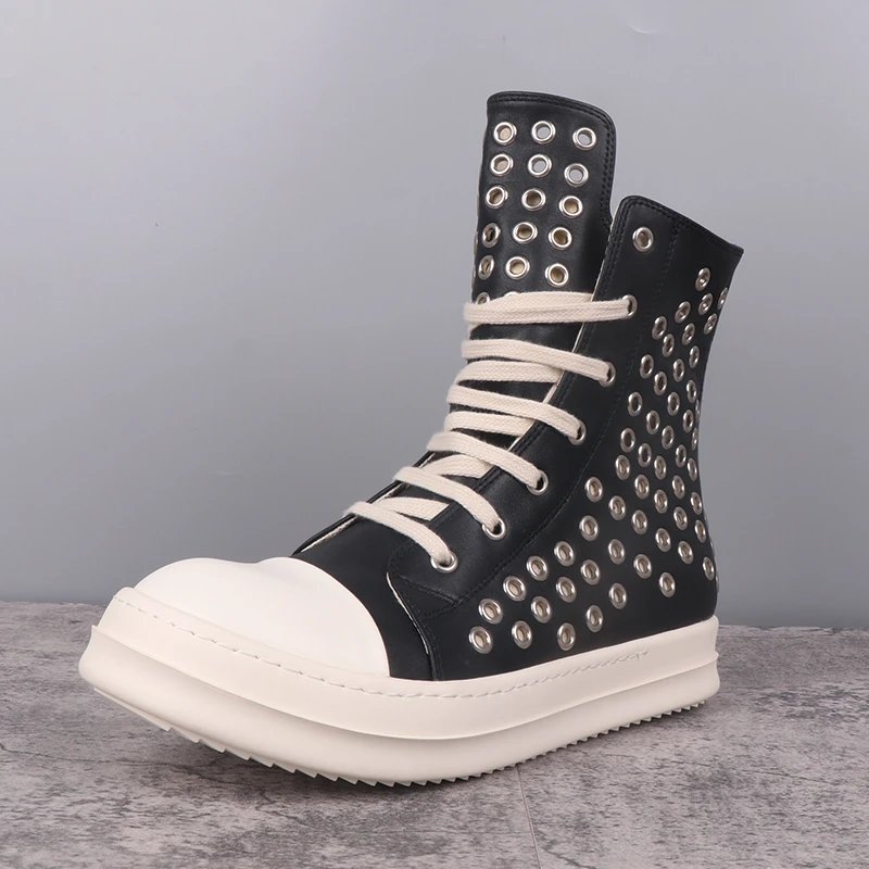 Rick Owens DRKSHDW Abstract Sneaks Studded Eyelets Black Milk