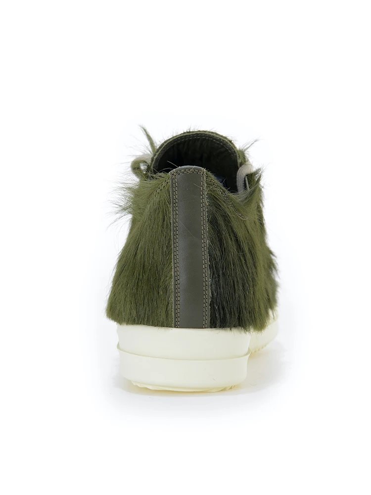 Rick Owens Calf Hair Low Sneakers Green Milk