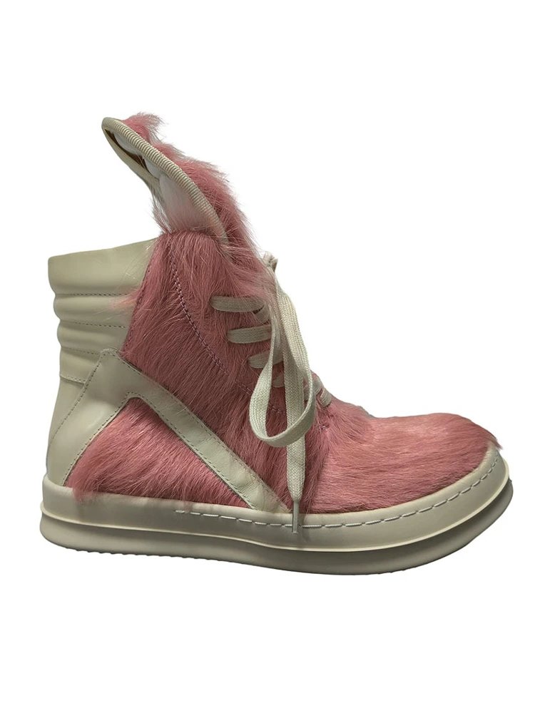 Rick Owens Geobasket Cow Fur 'Black Milk'