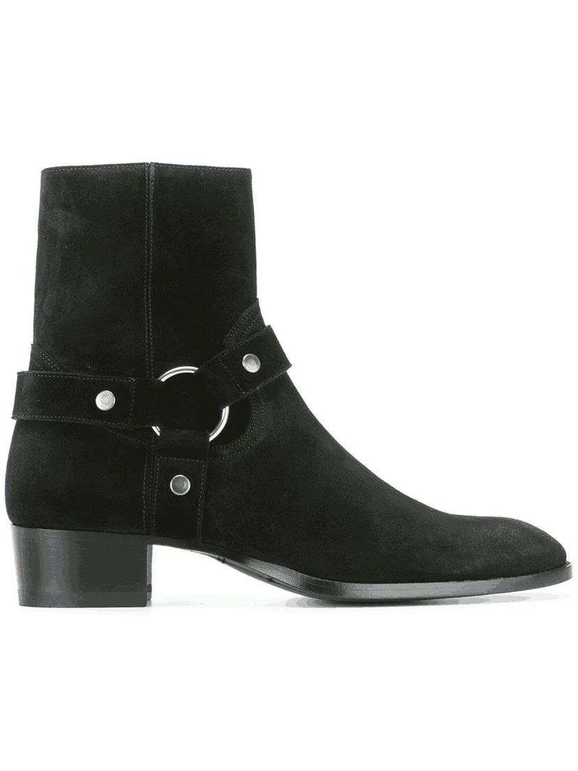 Saint Laurent Wyatt Harness Boots in Smooth Leather