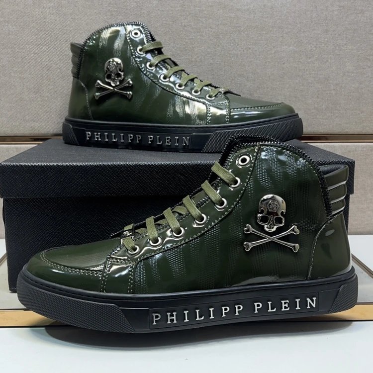 Philipp Plein Hi-Top Skull Sneakers Black