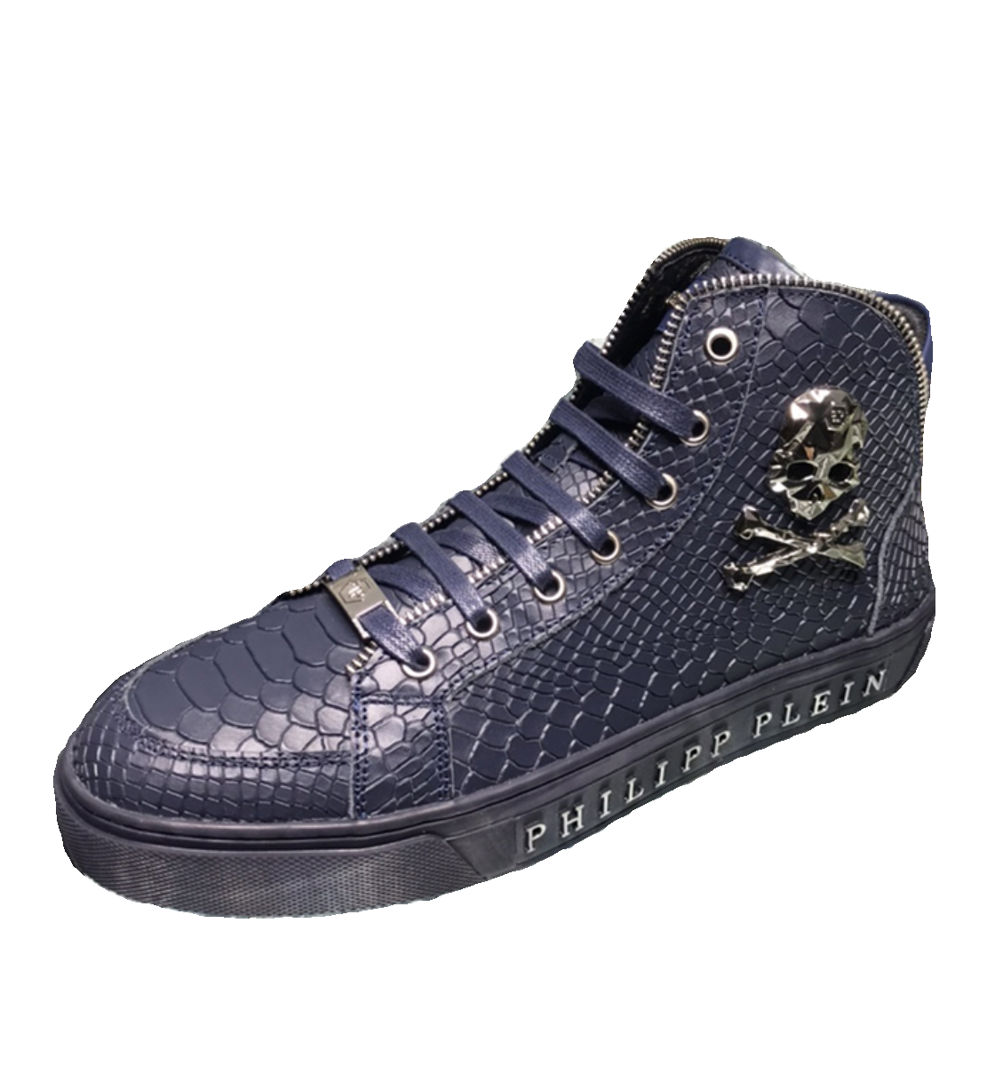 Philipp Plein Skull Zip Python Embossed Hi-Top Sneakers
