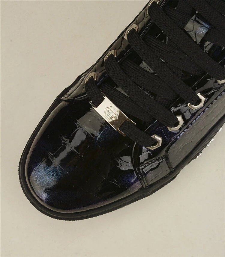 Philipp Plein Skull Croc-Embossed Hi-Top Sneakers Black