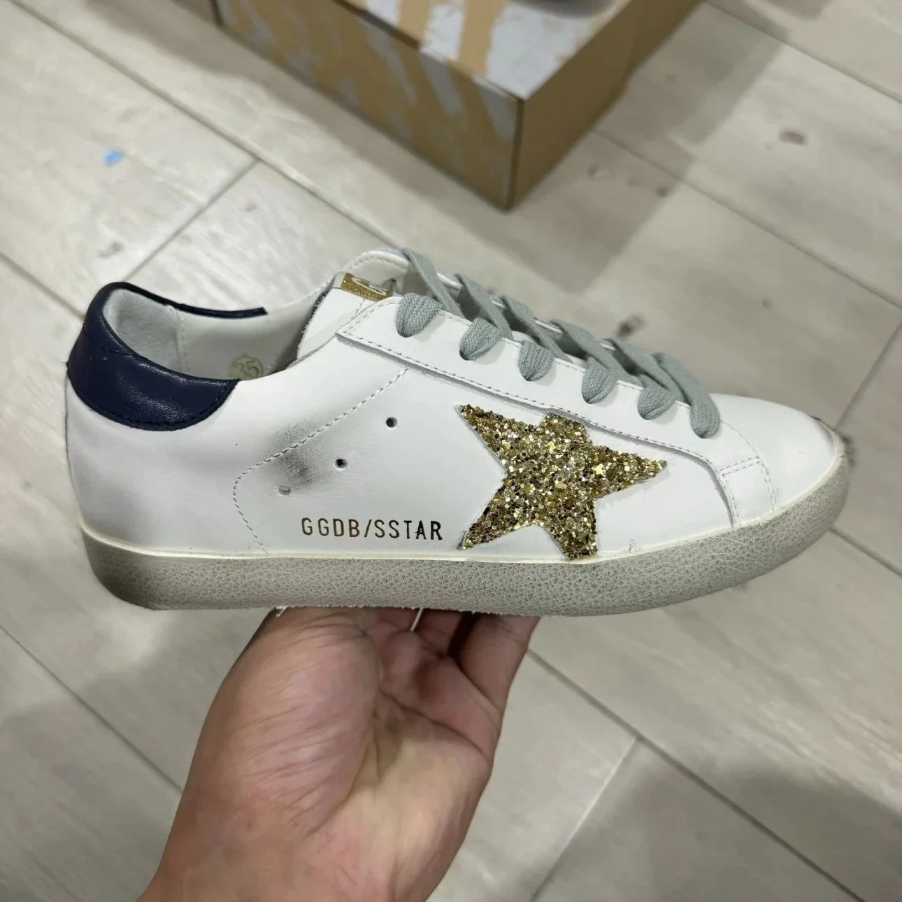 Golden Goose Super-Star Sneakers with Suede Star and Silver Heel Tab