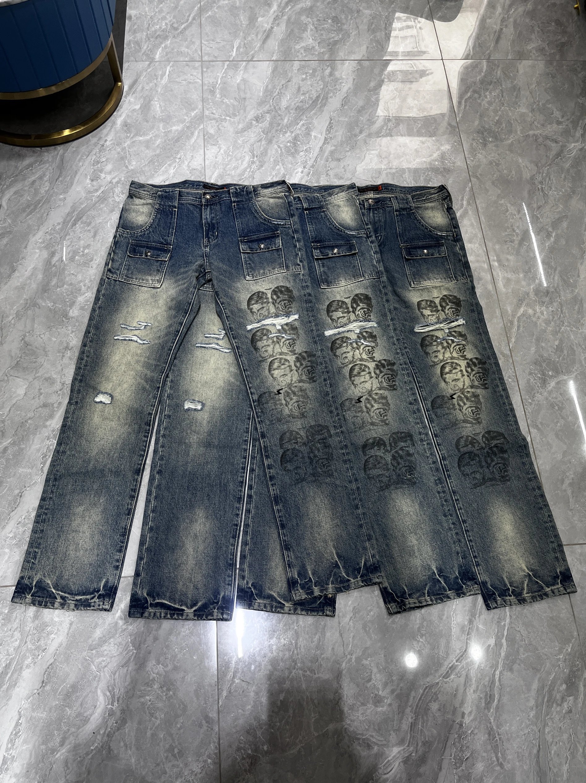 Undercover SS06 'T' Klaus Portrait Print Denim Jeans