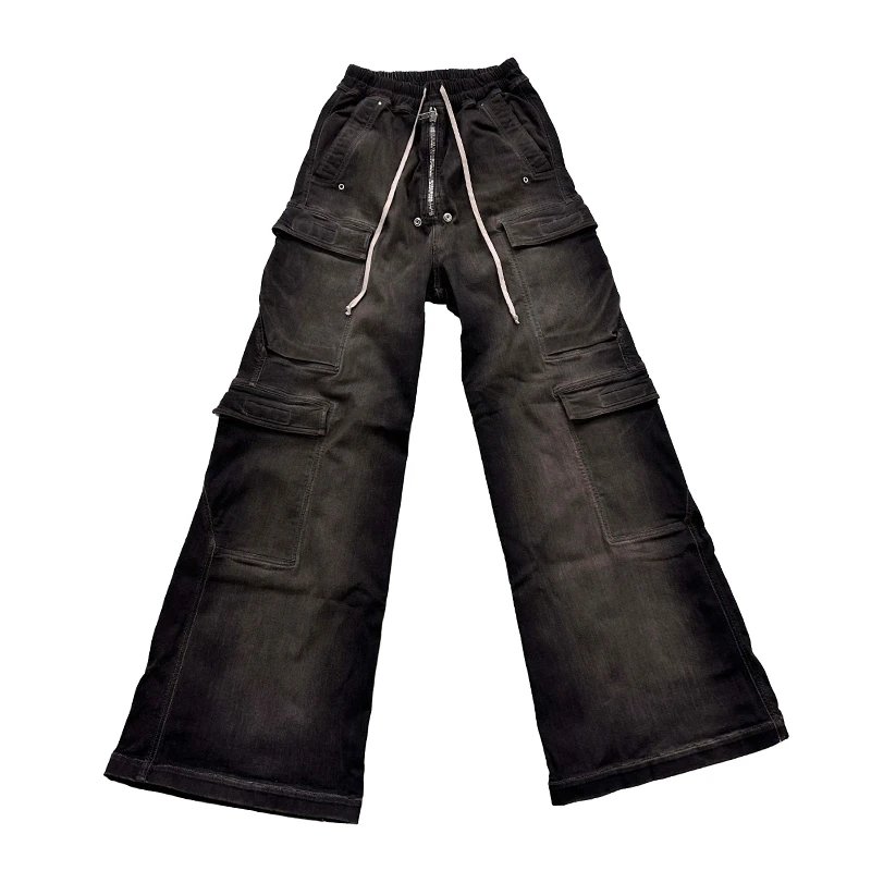 Rick Owens DRKSHDW SS23 EDFU Double Cargo Jumbo Bela Pants Washed Black
