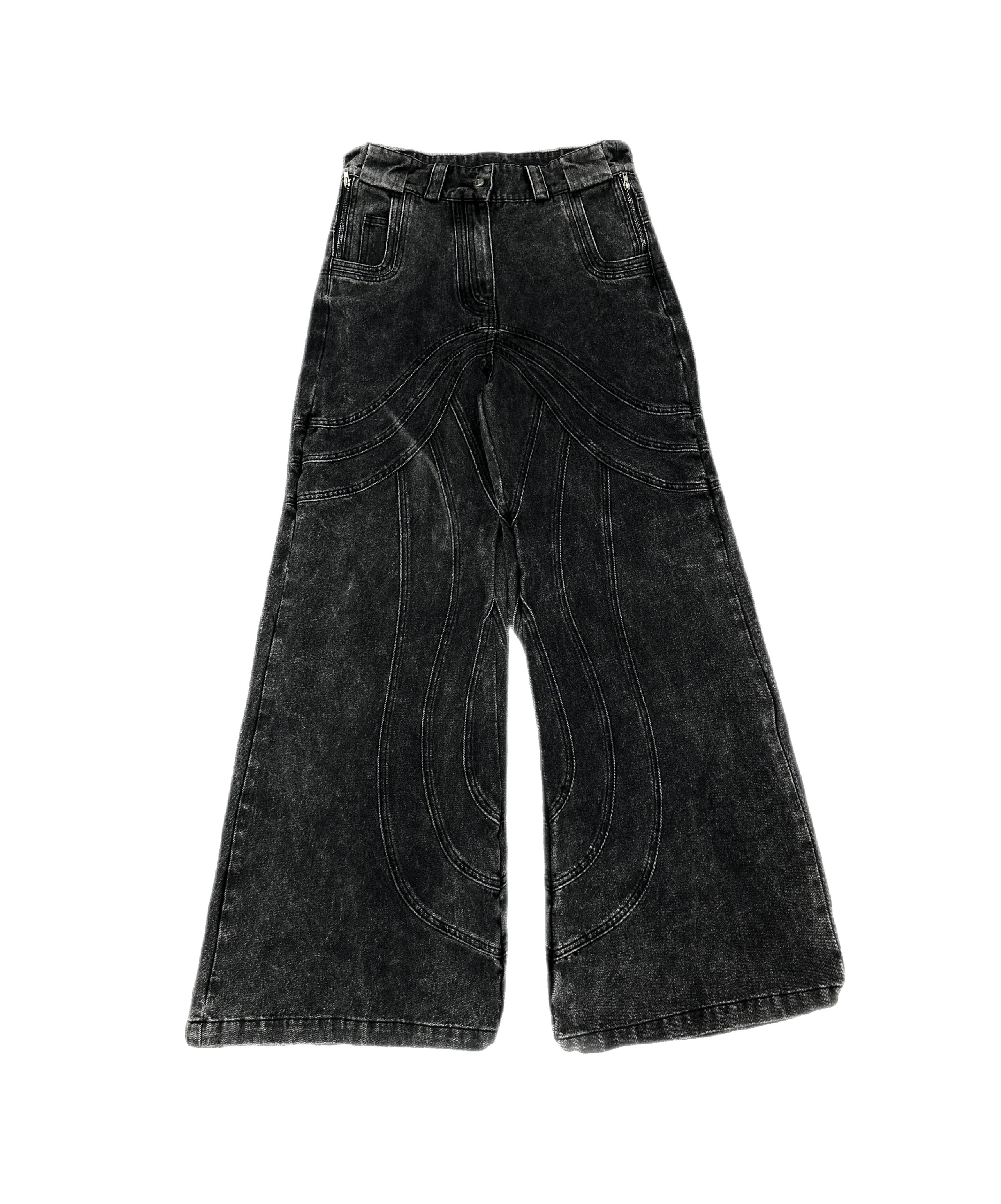 NO/FAITH STUDIOS Heavy Wave Denim Pants Washed Black