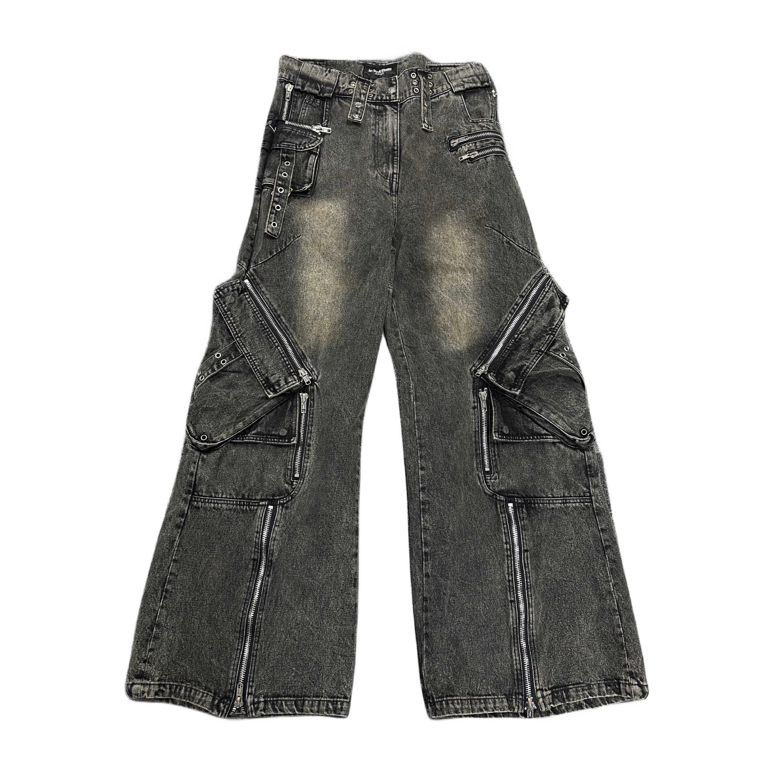 No/Faith Studios Raver Cargo Denim Pants Washed Black