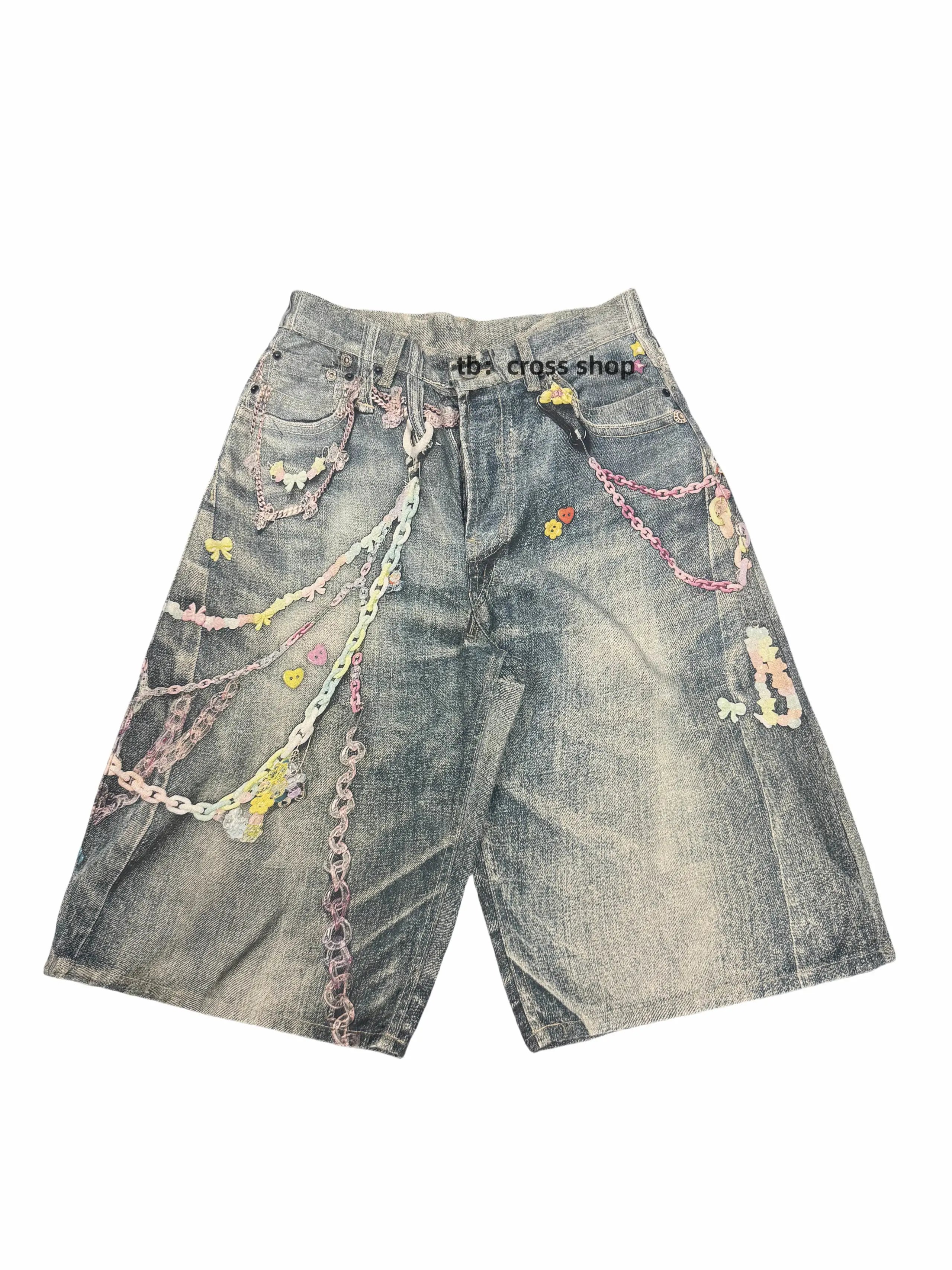 Acne Studios Trompe L'oeil Loose Denim Shorts Mid Blue