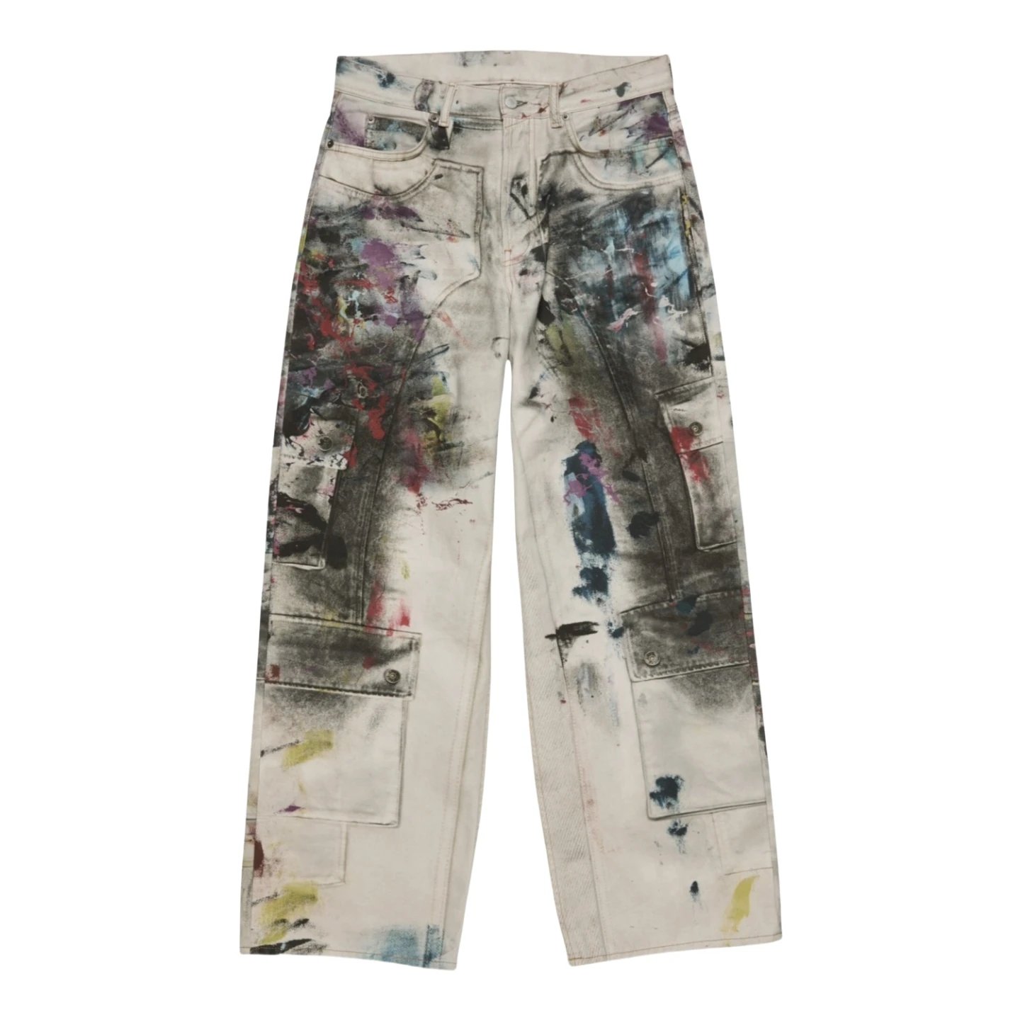 Acne Studios 1981 Baggy Fit Jeans Trompe L'Oeil Paint Print White/Multi