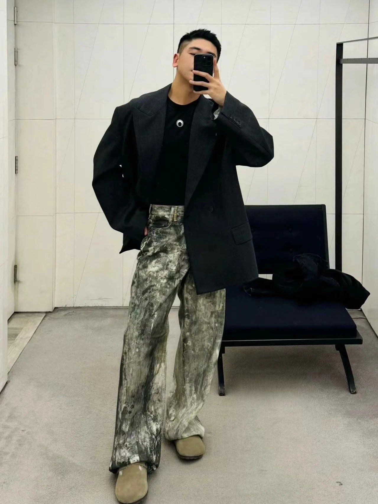 Acne Studios Oil Print Denim Jeans