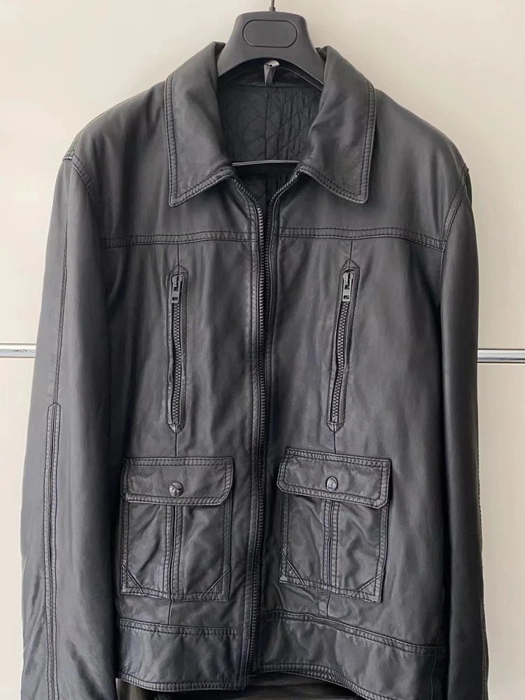 Dior Homme AW06 Cross Pocket Calfskin Leather Jacket Black