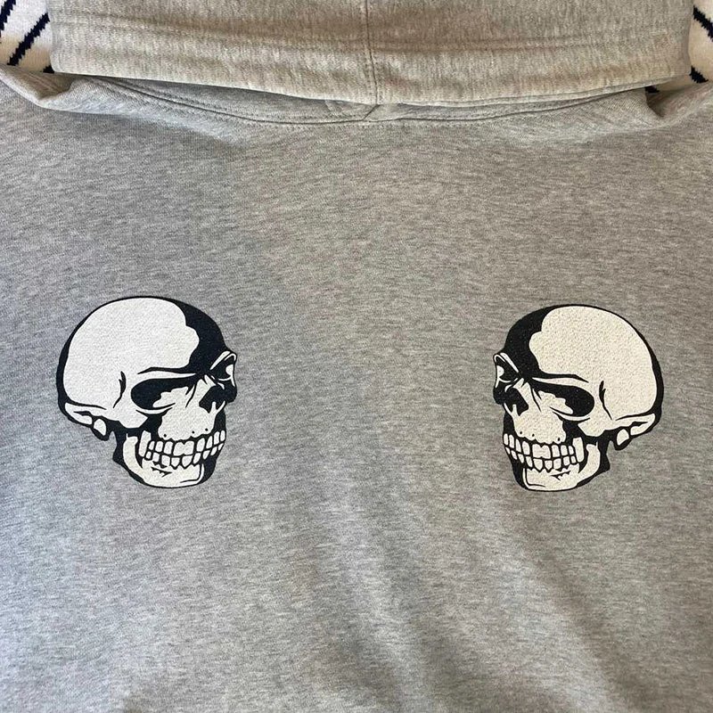 Number (N)ine SS04 'Dream Baby Dream' The Clash Double Skull Pullover Hoodie Heather Grey
