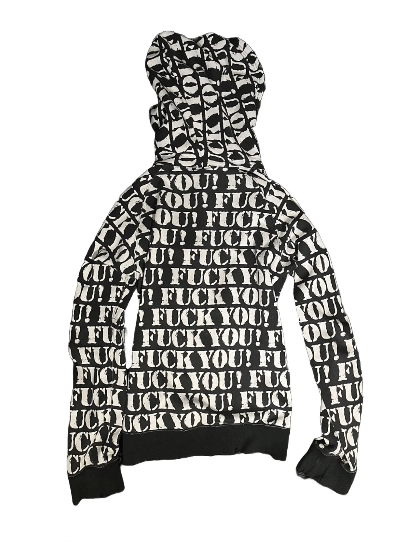 Number (N)ine SS06 "Fuck You" All-Over Print Zip-Up Hoodie Black/White