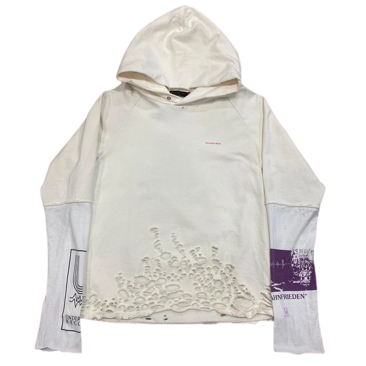 Undercover SS06 'T' Wahnfrieden Klaus Distressed Hoodie White