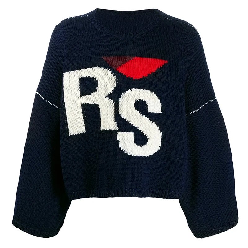 Raf Simons Cropped Oversized RS Sweater Off-White