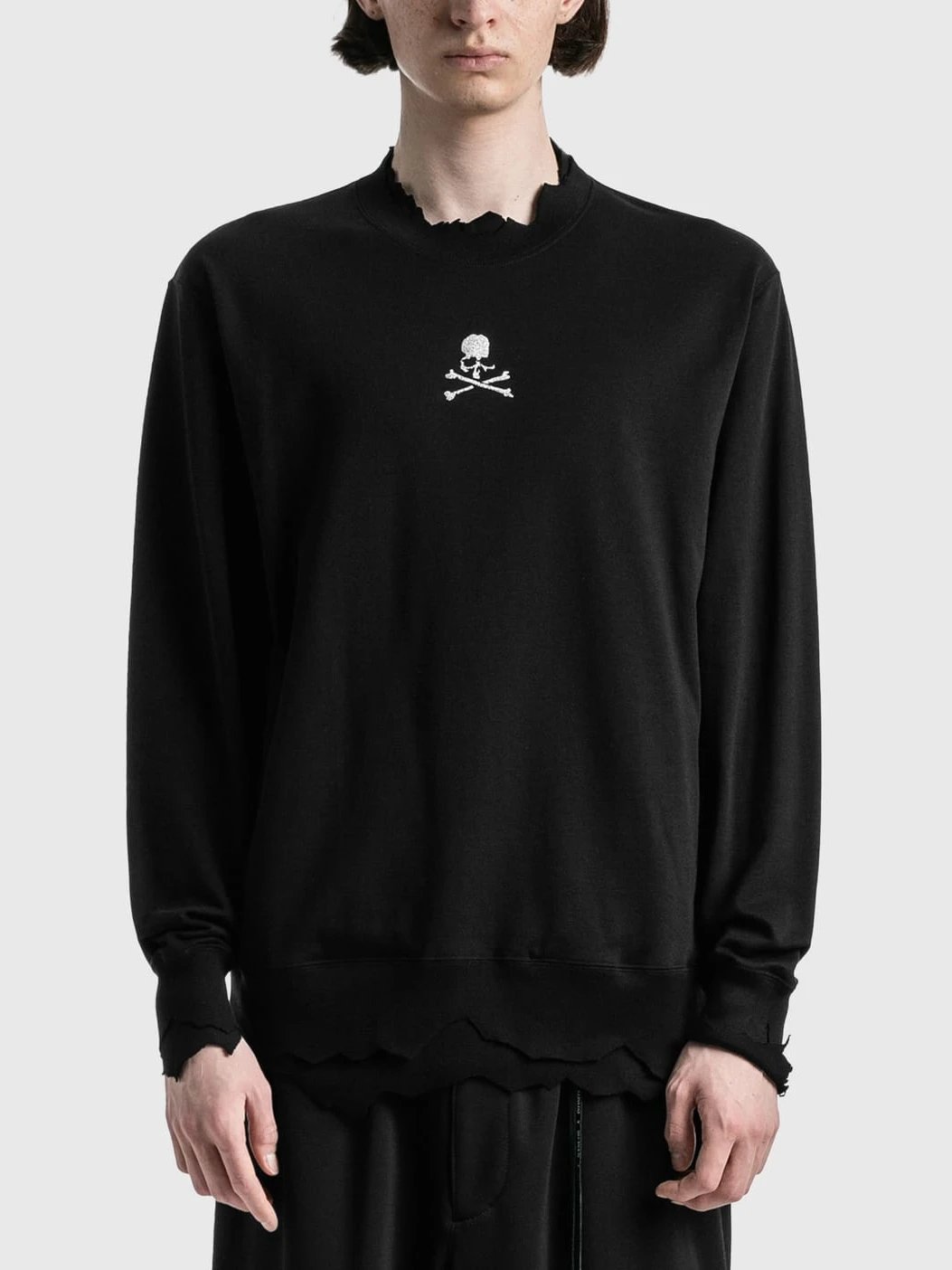 MASTERMIND WORLD Distressed Skull Long Sleeve Sweatshirt Black