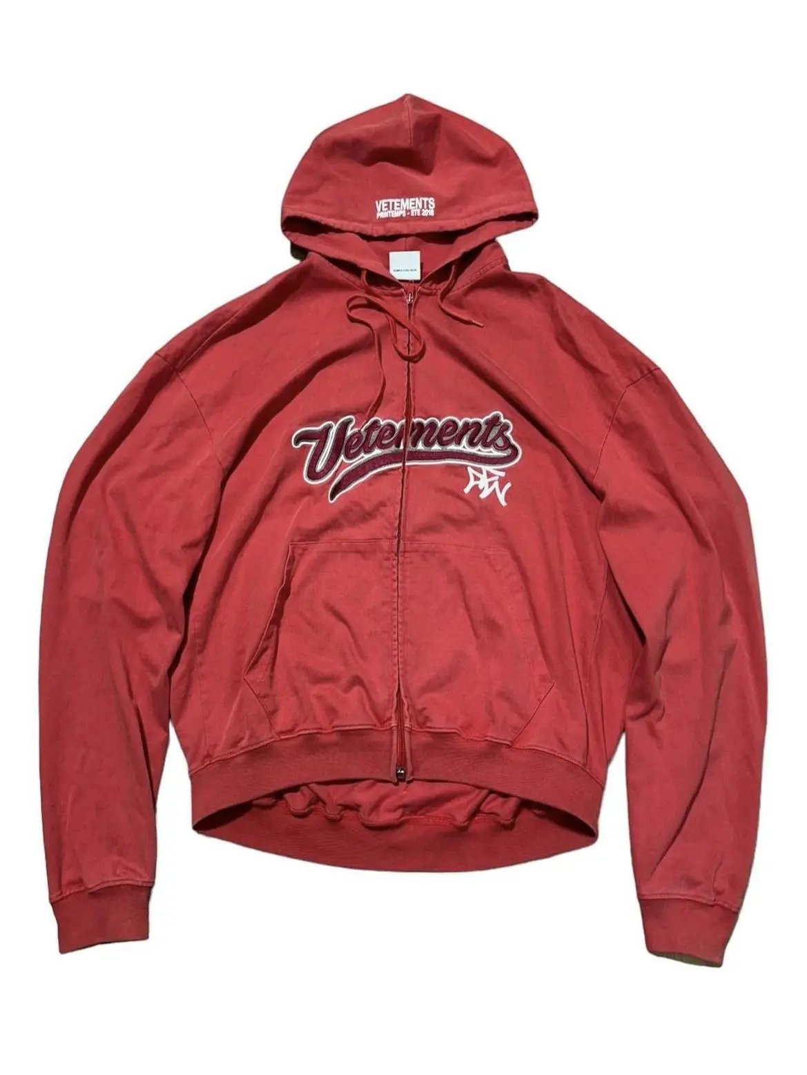 Vetements "Bro" Cropped Zip-Up Hoodie Red