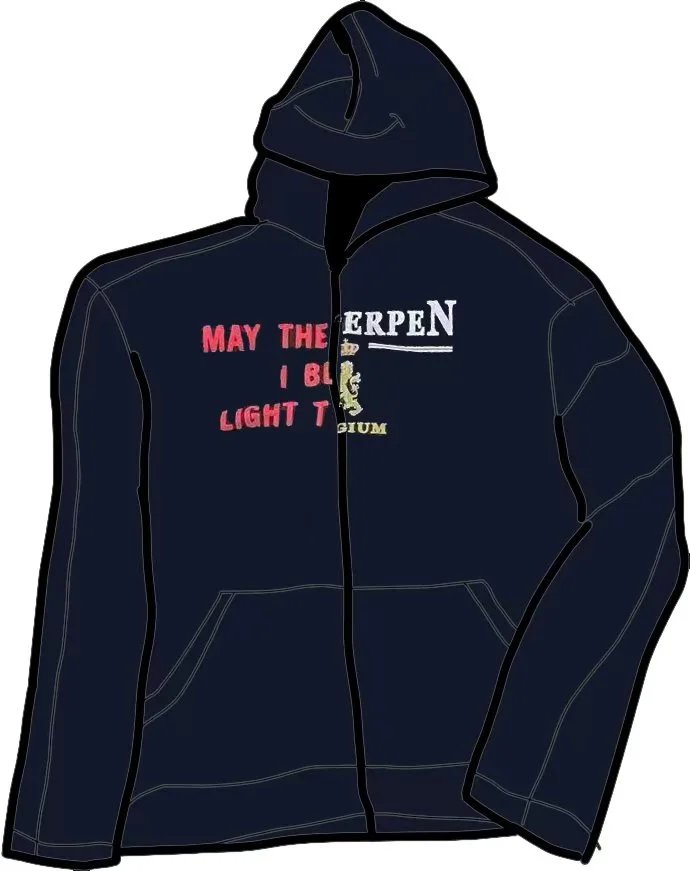 Vetements FW18 Split 'May The Bridges I Burn / Antwerpen' Zip-Up Hoodie Black