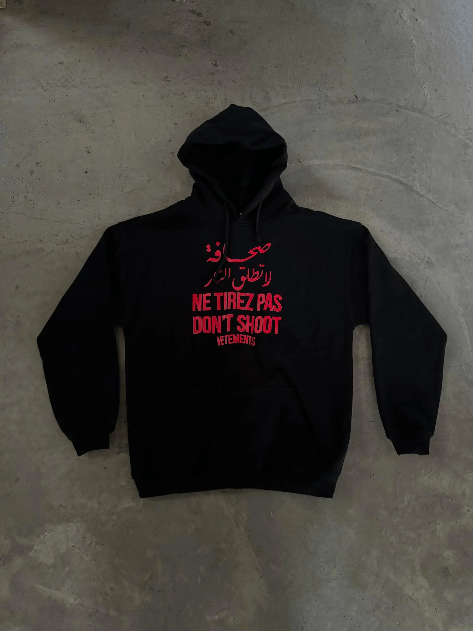 Vetements SS20 'Don't Shoot' Oversized Hoodie Black