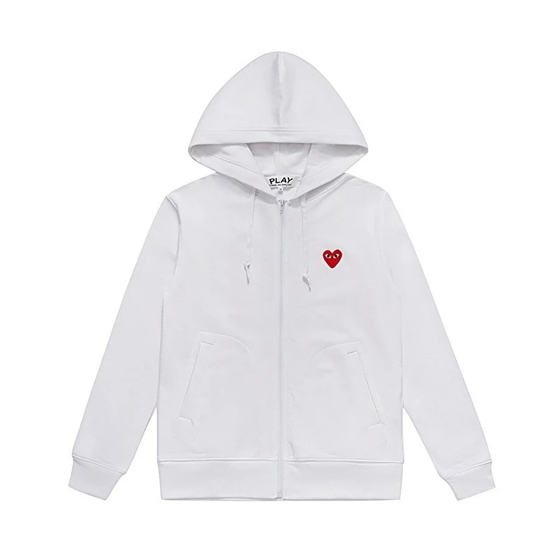 Comme des Garçons Play Big Heart Back Print Zip Hooded Sweatshirt Black