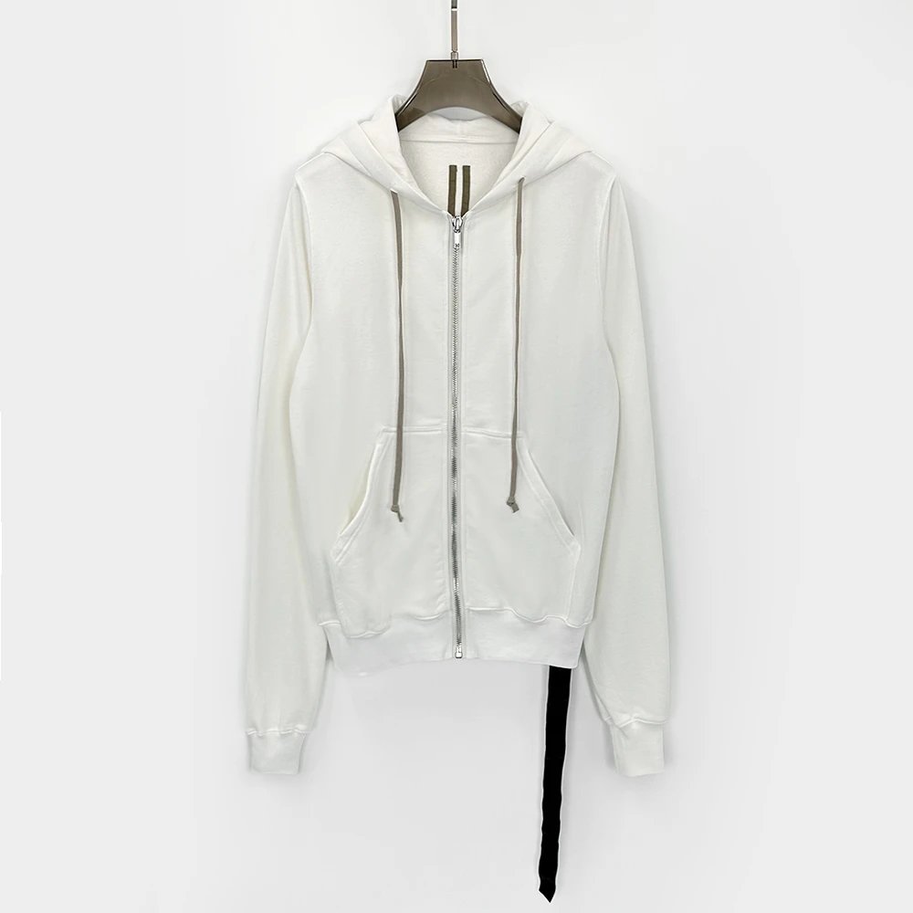 Rick Owens Jason Zip Up Hoodie White
