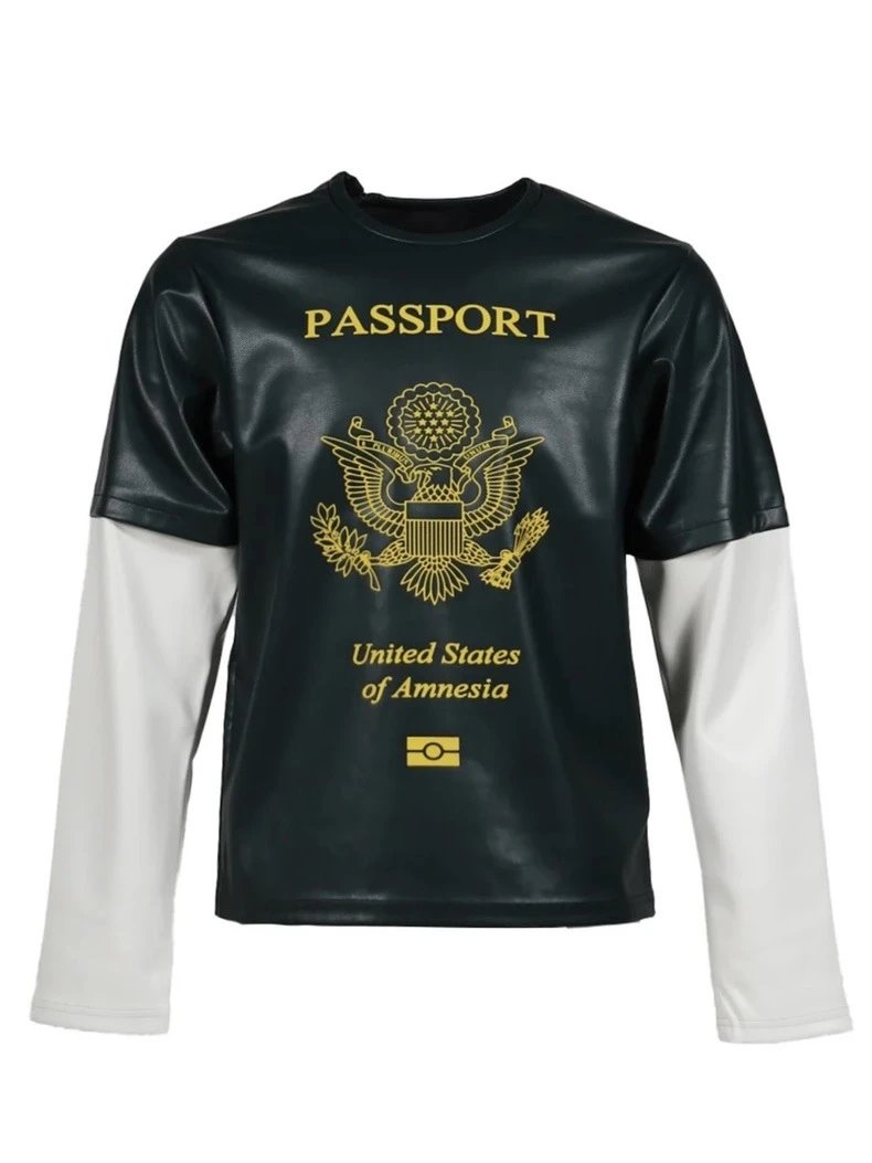 Mowalola United States of Amnesia Passport Leather Long Sleeve T-Shirt