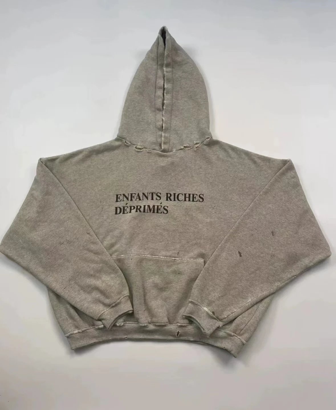Enfants Riches Déprimés Classic Logo Distressed Hoodie Grey