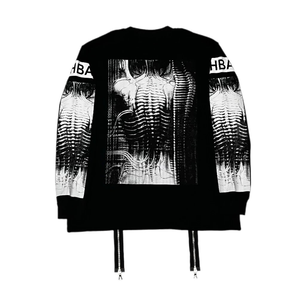 Hood By Air AW13 Zipped Giger X-Ray Spine Double Zip Long-Sleeve T-Shirt Black