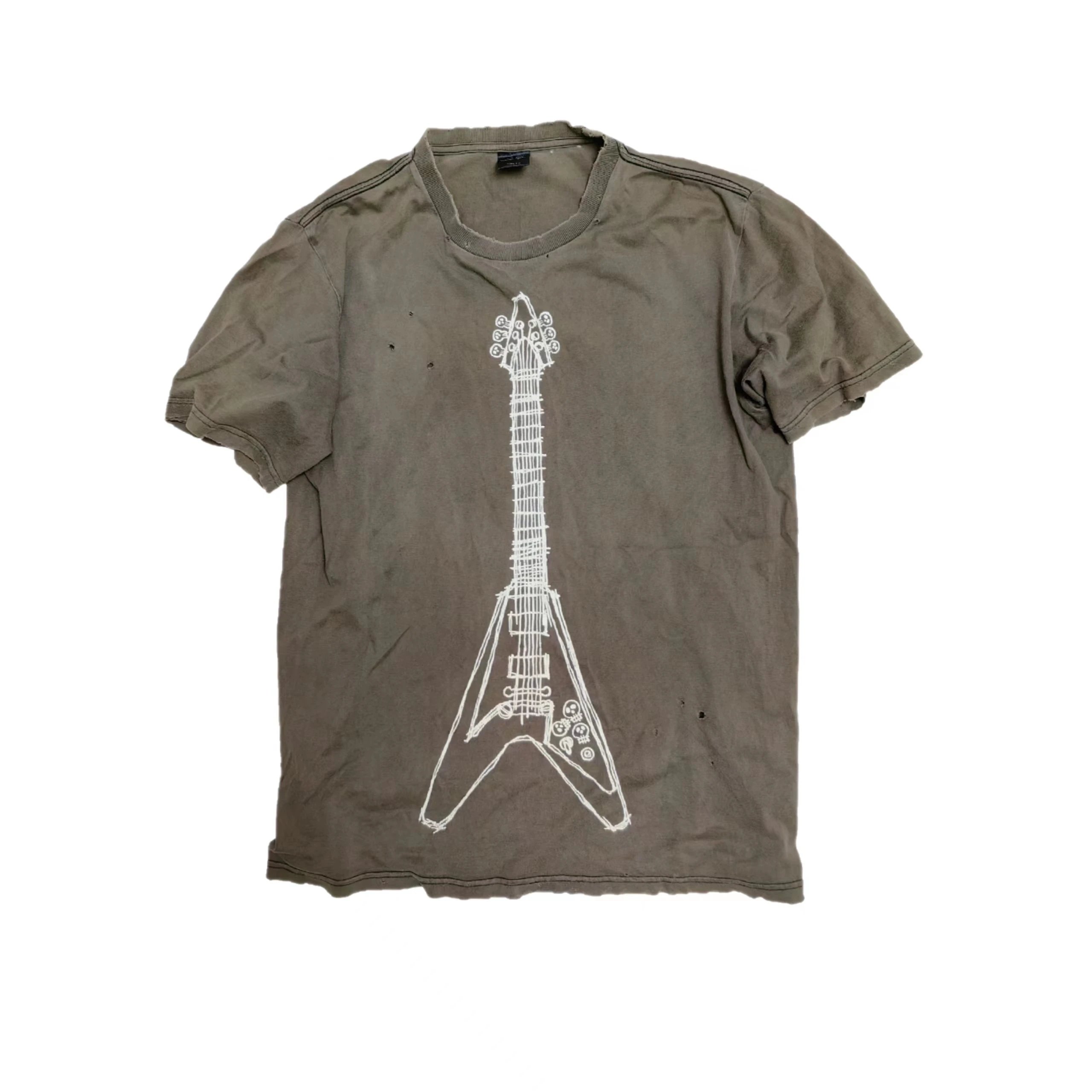 Number (N)ine SS06 Welcome to the Shadow Guitar Distressed T-Shirt Faded Brown