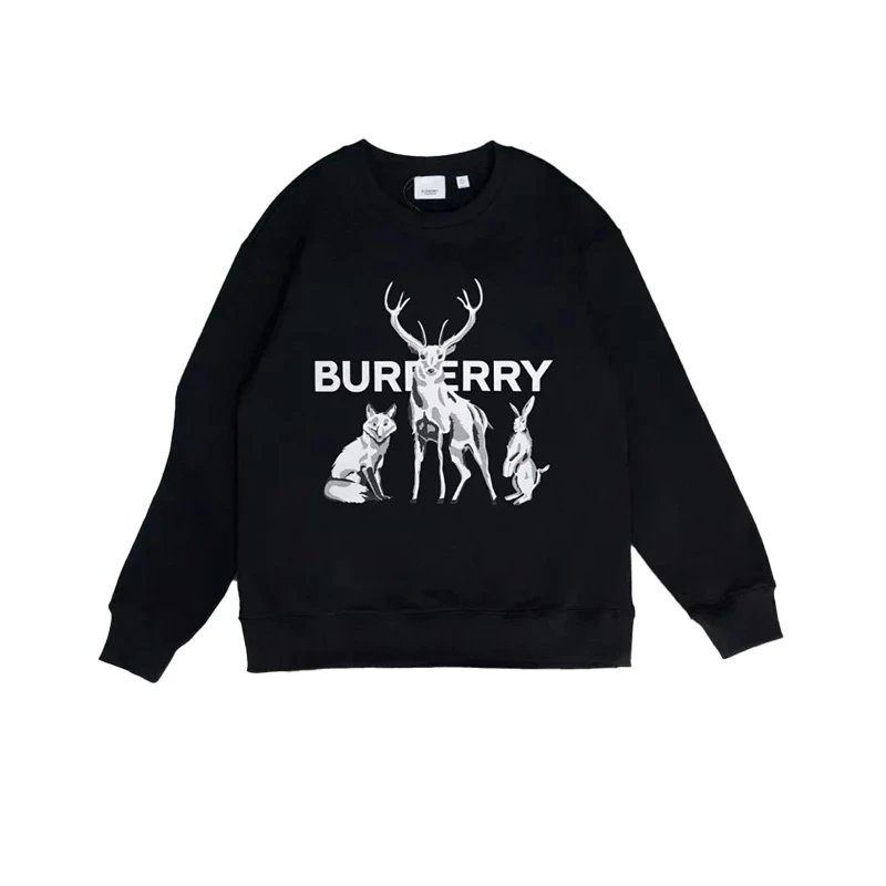 Burberry Deer, Fox and Hare Print Sweatshirt Black