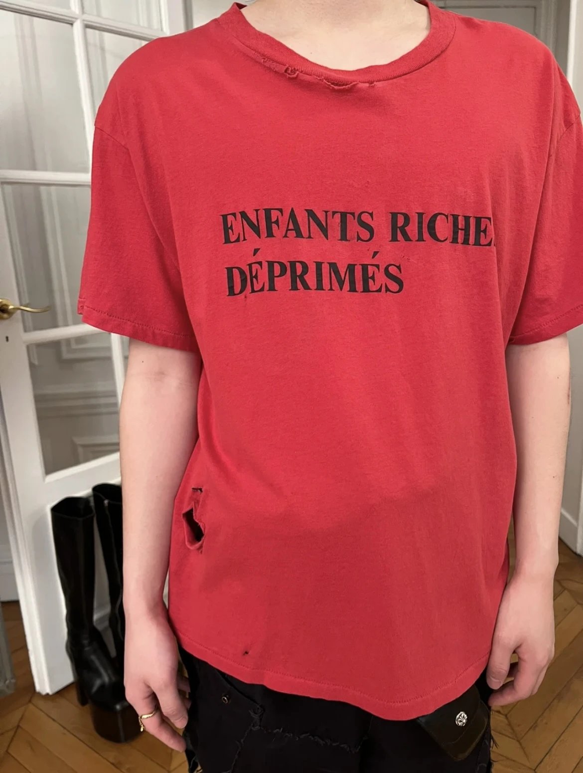 Enfants Riches Déprimés Classic Logo Distressed T-Shirt Red
