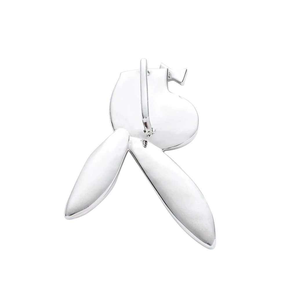 Playboy Iced Out Upside Down Bunny Pendant Silver