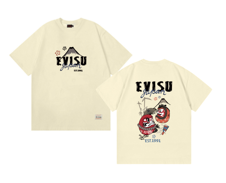 Evisu Fabric-mix Patchwork Seagull and Logo Applique T-shirt Black