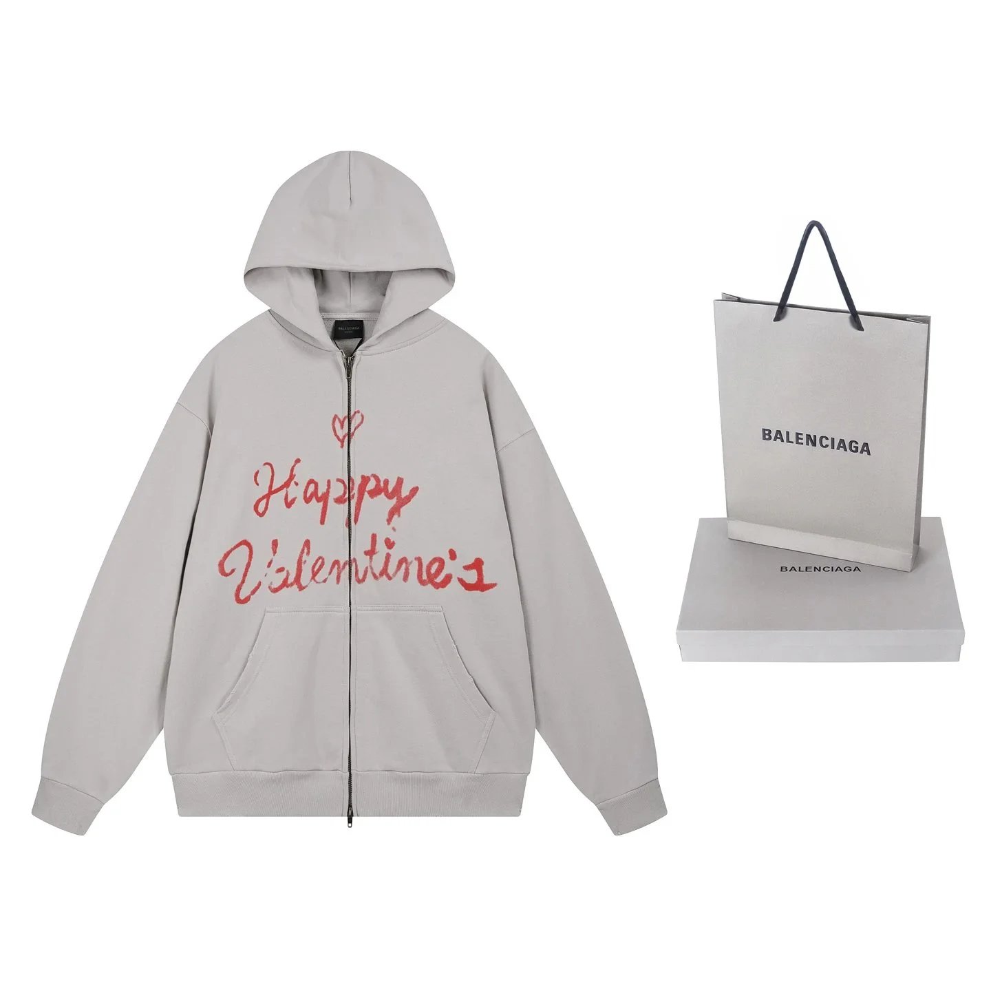 Balenciaga Fruity Zip-Up Hoodie Faded Dirty Pink