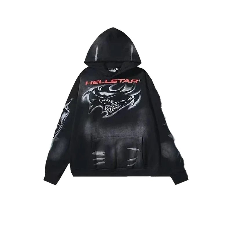 Hellstar Airbrushed Skull Hoodie Black