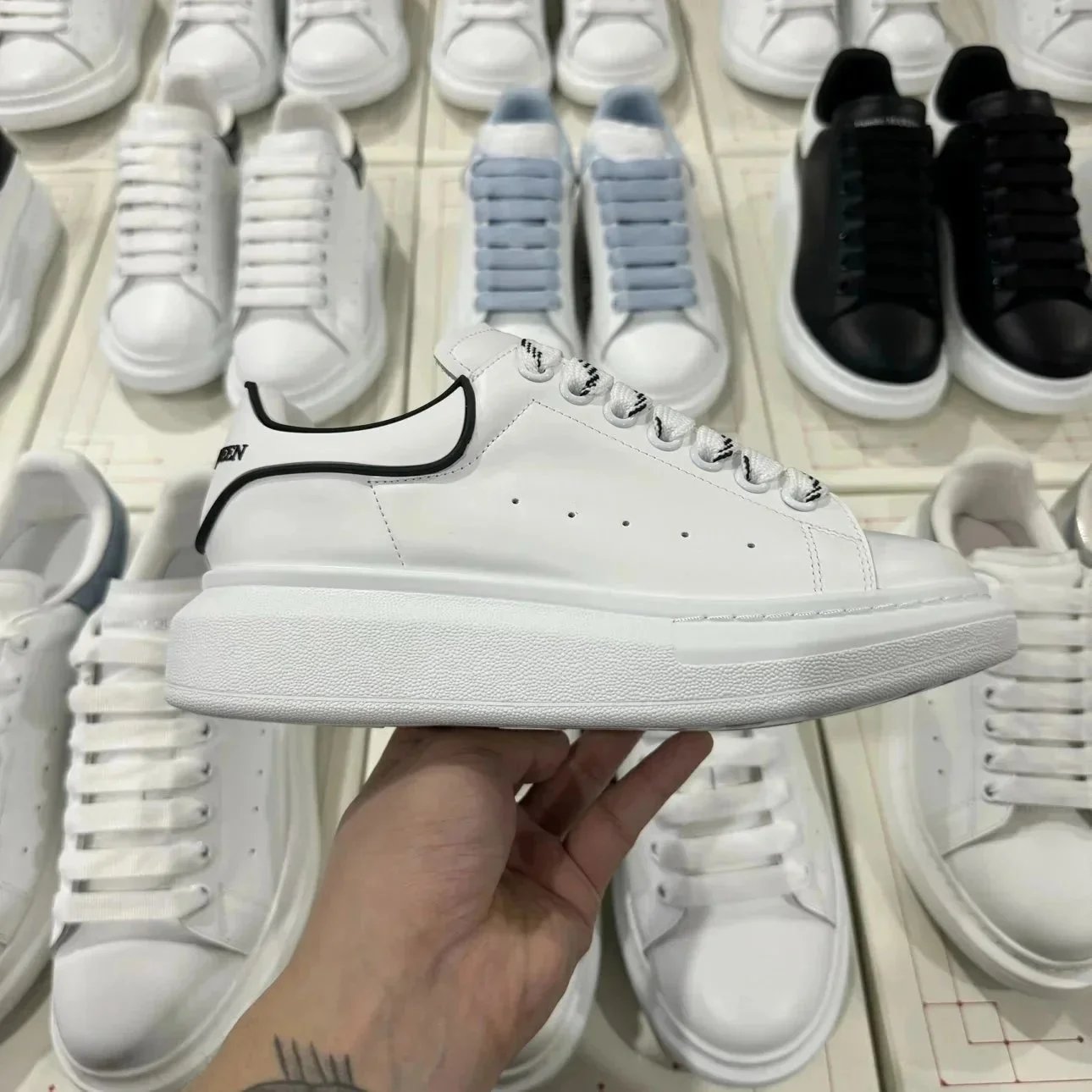 Alexander McQueen Oversized White Black Piping