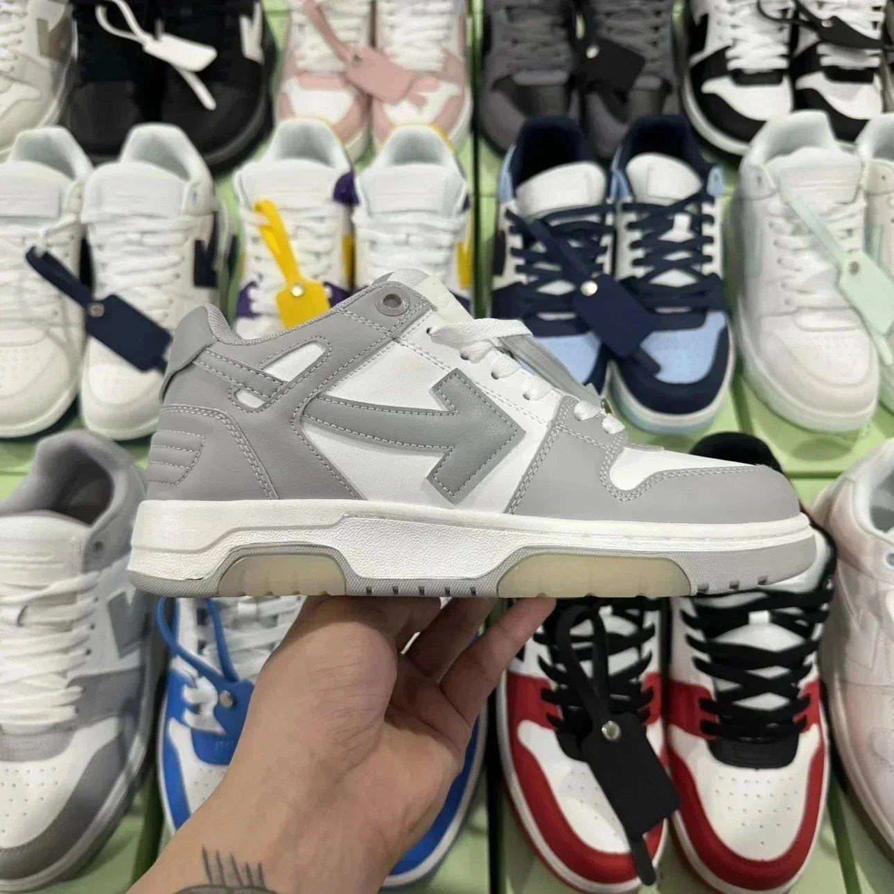 Off-White Out Of Office 'OOO' Low Tops Grey White