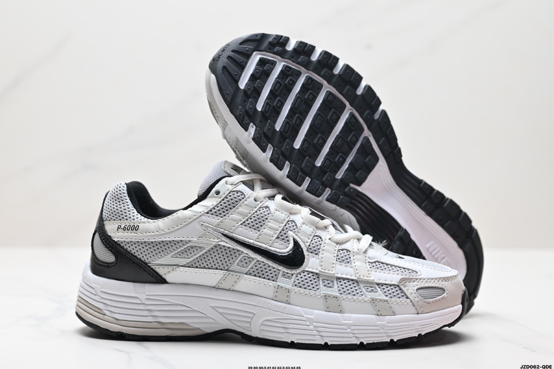 Nike P-6000 White Black Metallic Silver