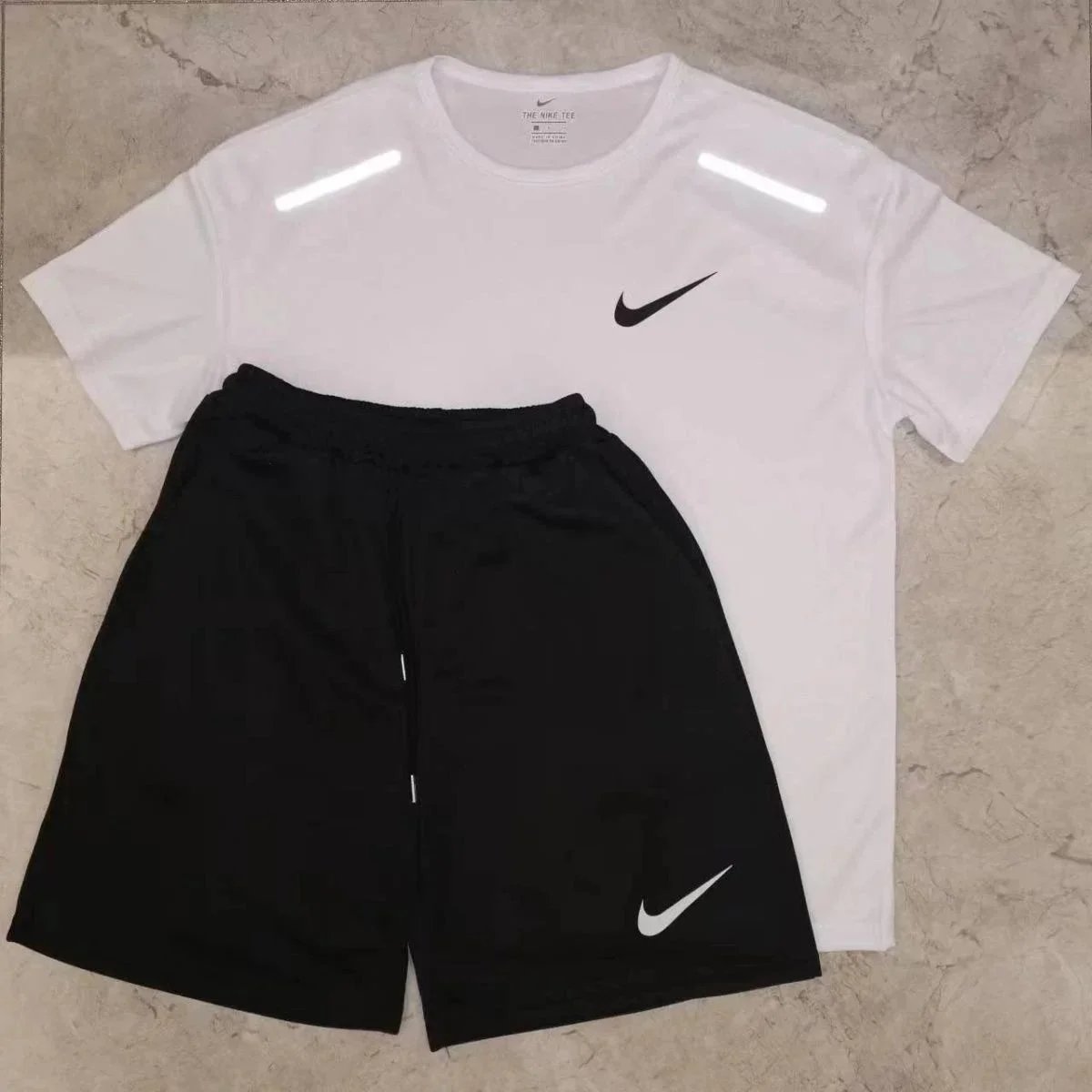 Nike Miler & Challenger Shorts Set White/Black
