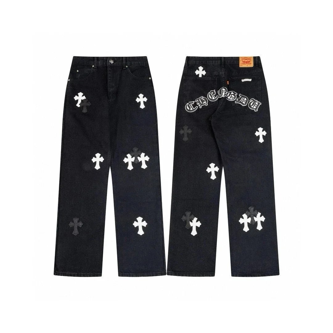 Chrome Hearts Cross Patch Denim Jeans Blue