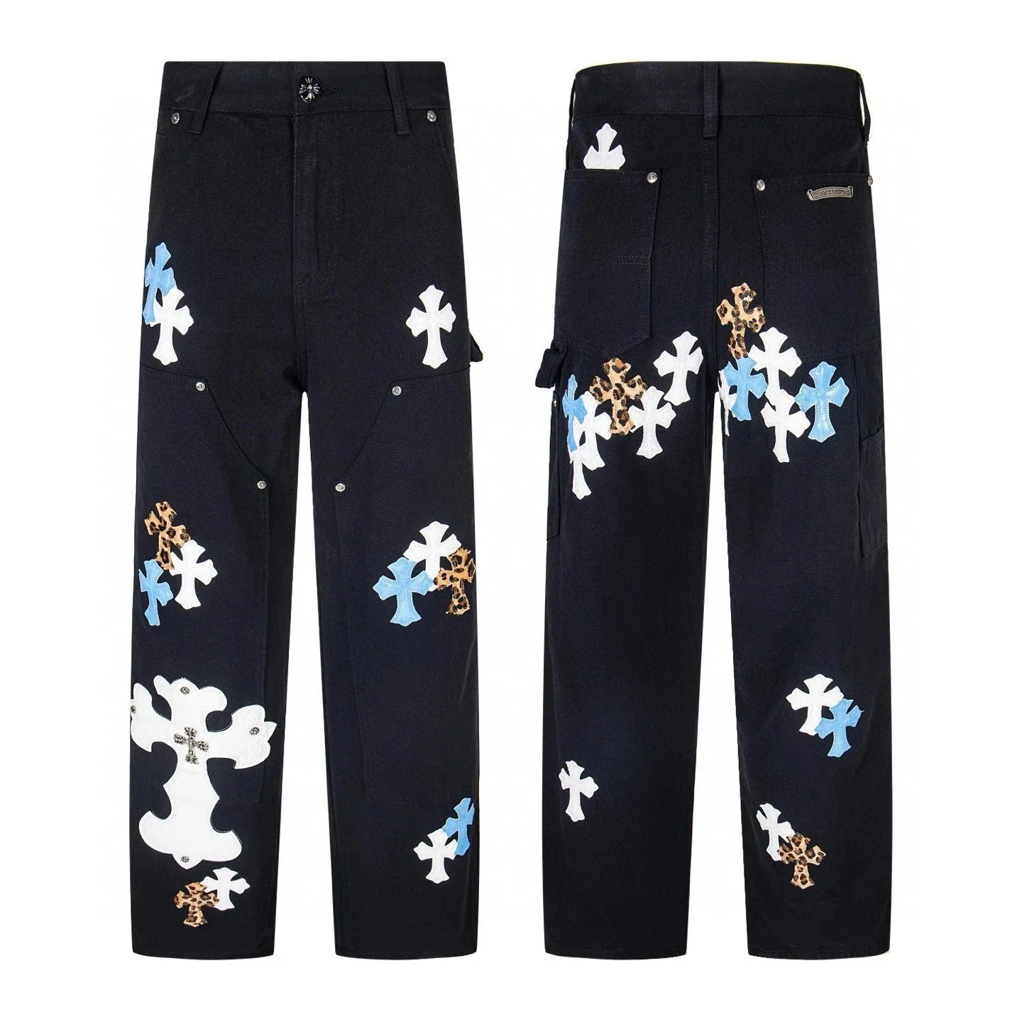 Chrome Hearts Cross Patch Denim Jeans Blue